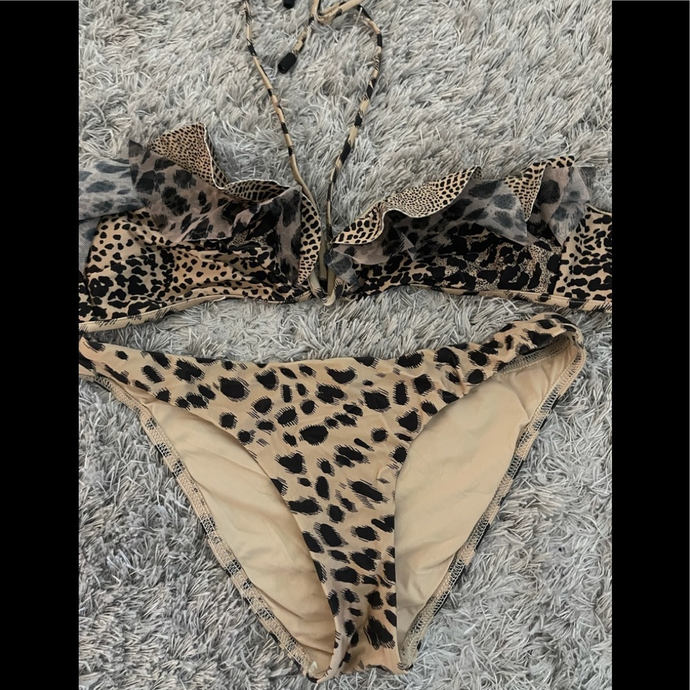 Zimmermann Allia ruffled leopard-print bikini